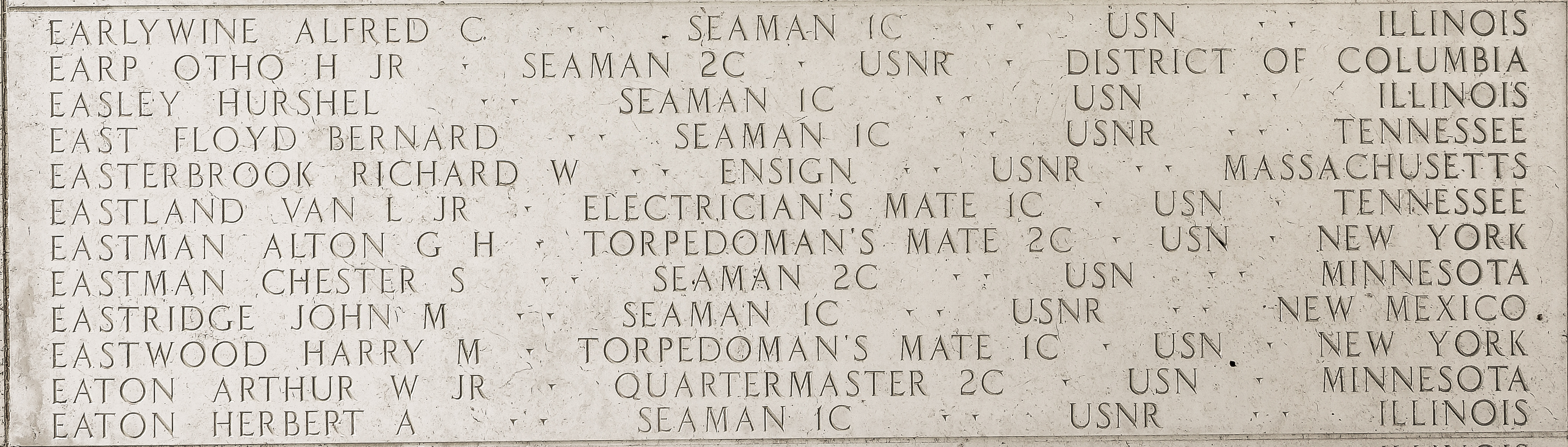 Van L. Eastland, Electrician's Mate First Class